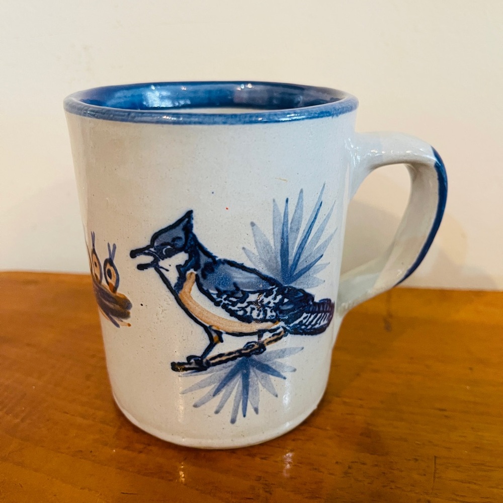 Vintage Louisville Stoneware Mama Bluejay and Nest Mug